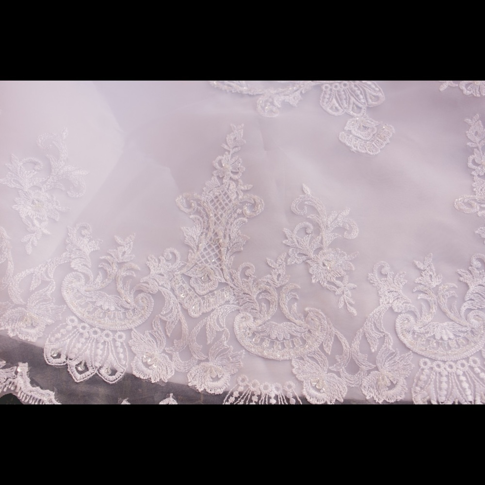 Wedding dress with veil. Dry cleaned and preserved. Corset bodice,zipper,buttons